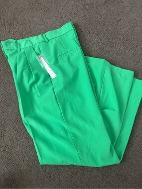 Bright Green Wide Leg Dress Pants Women Large